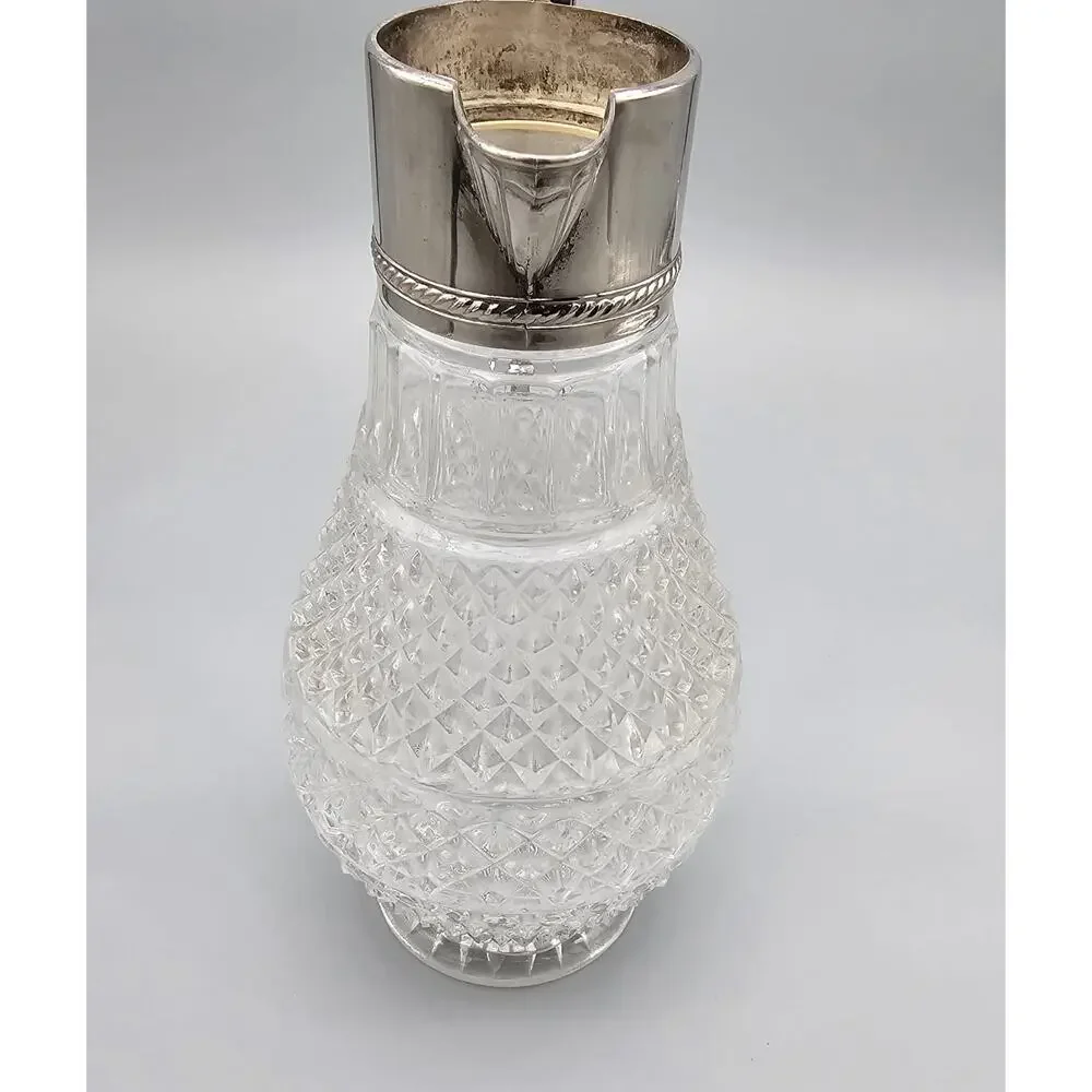 Vintage Sheraton-like Cut Crystal Water Pitcher Claret Jug Decanter